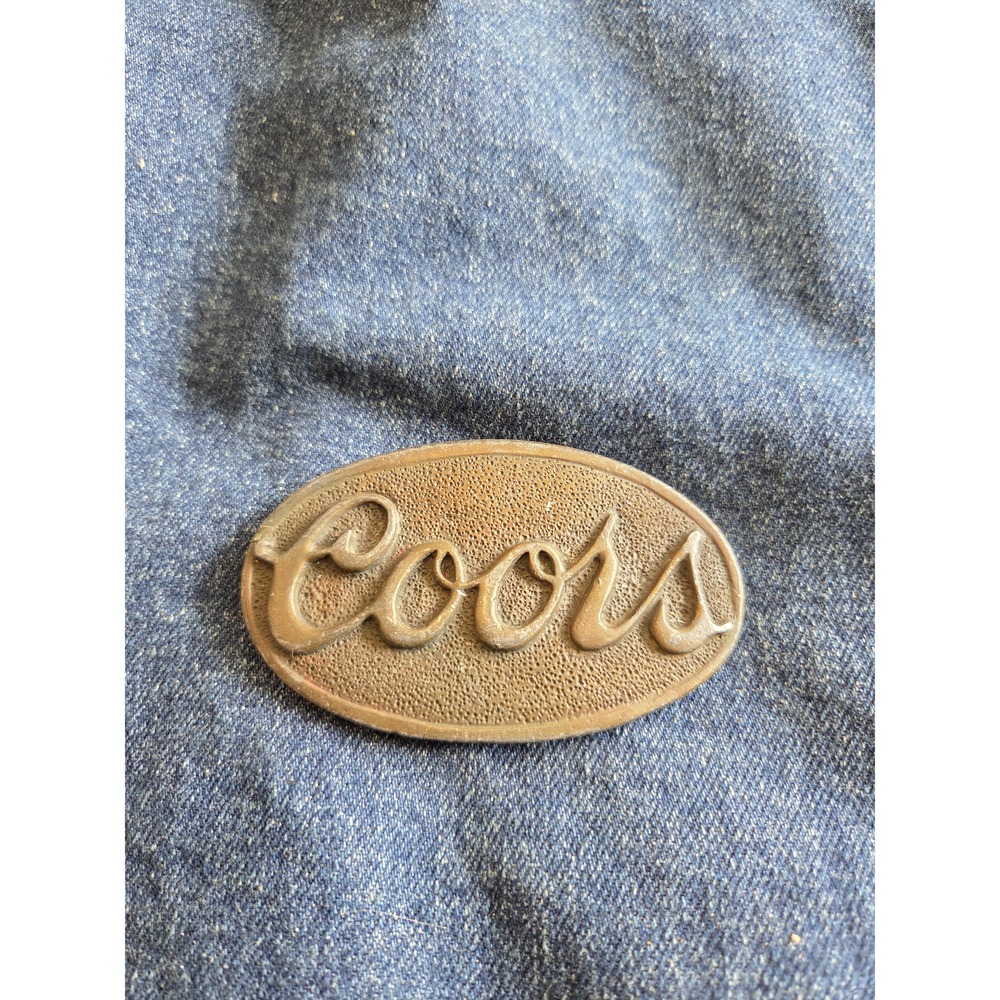 Vintage 1970s Coors Oval Brass Belt Buckle - Promo - Rare Collectible